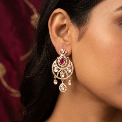 Ruby Polki Chandbali Earrings - Minaki