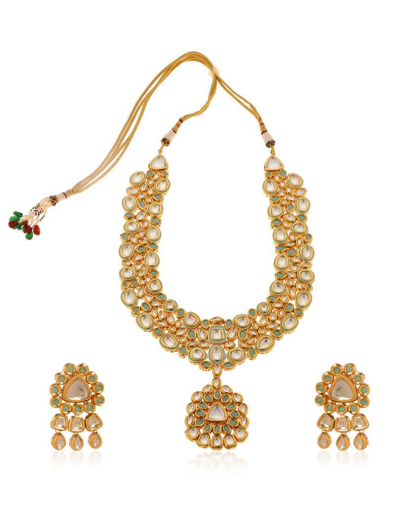 Rukmini Kundan Long Necklace Set - Minaki