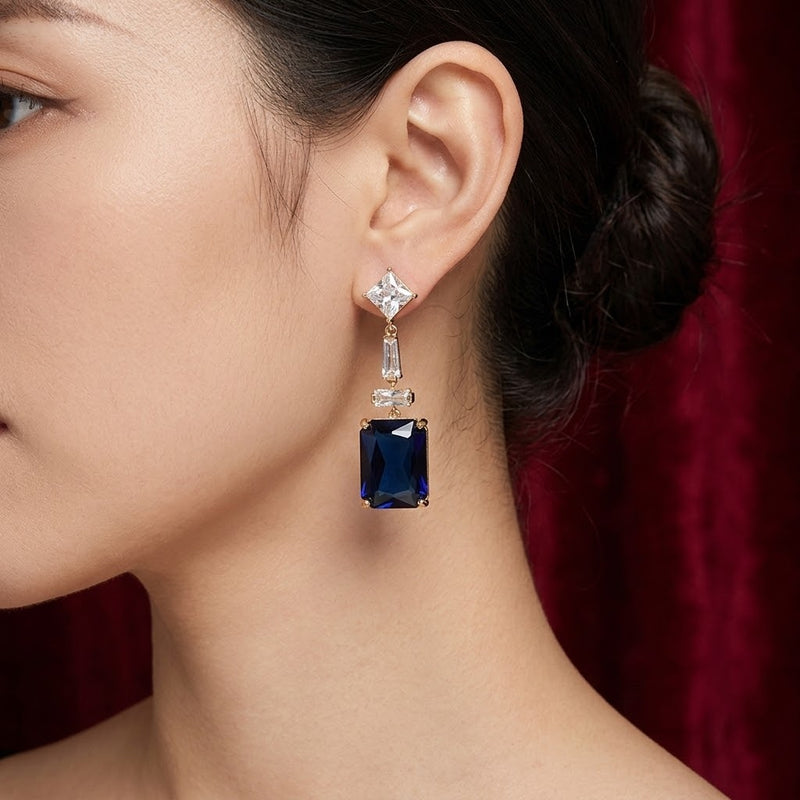 Sapphire Deco Earrings - Minaki