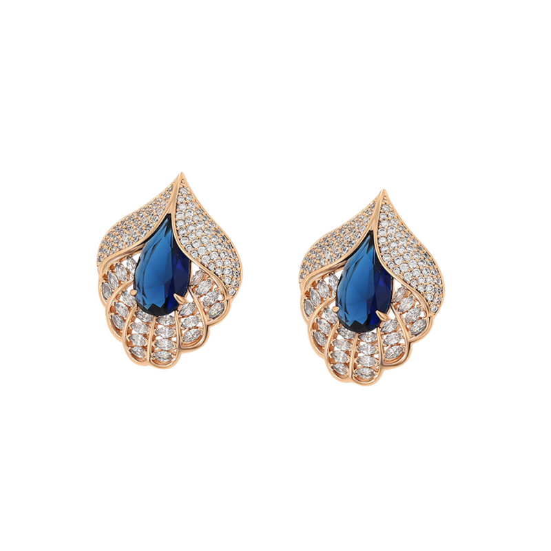 Sapphire Leaf Earrings - Minaki