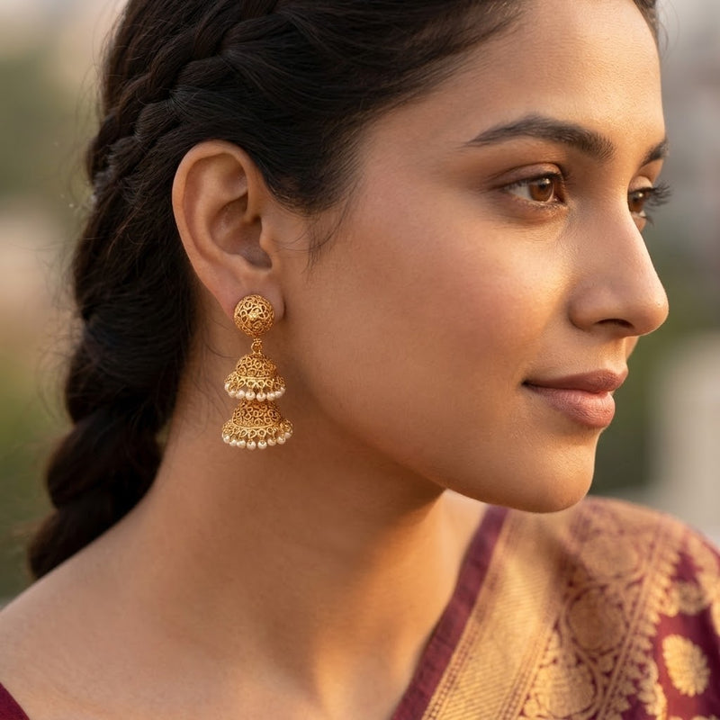 Shahnai Jhumka Earrings - Minaki