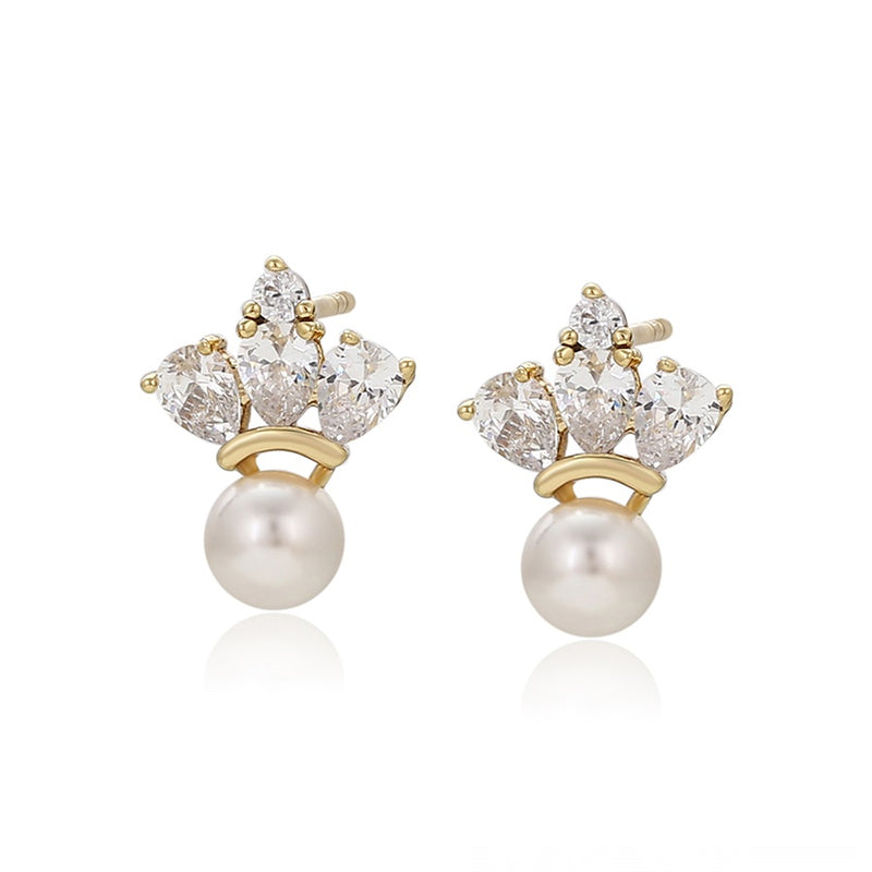 Silver Flower Pearls Earring - Minaki