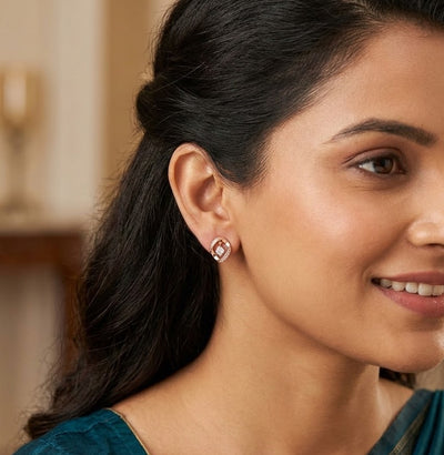 Solara Square Halo Studs - Minaki