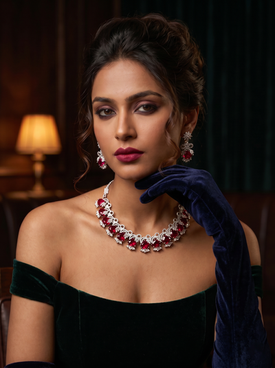 The Crimson Majesty Necklace Set - Minaki