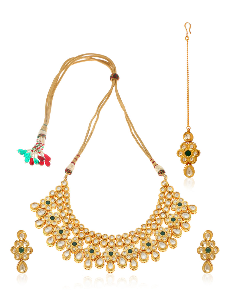 Warda Kundan Choker Necklace Set - Minaki