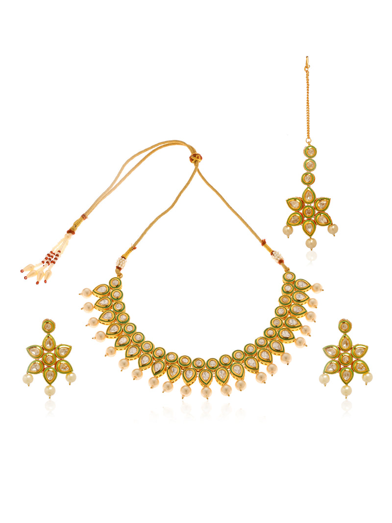 Zeeba Kundan Necklace Set - Minaki