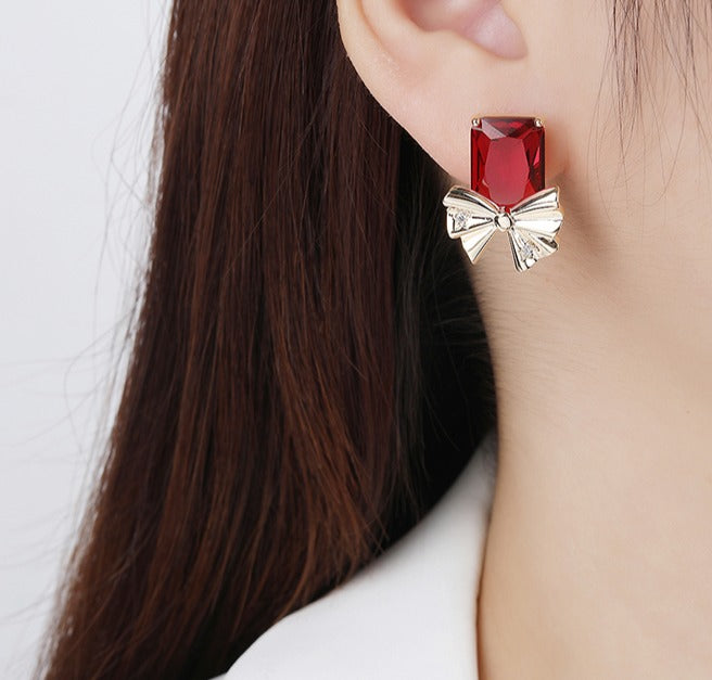 Minaki Ruby Bow Earrings