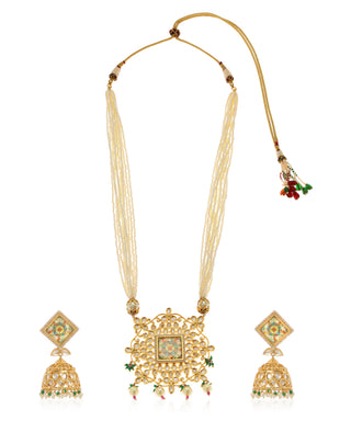 Long Polki Pendant Set - Utsav Collection