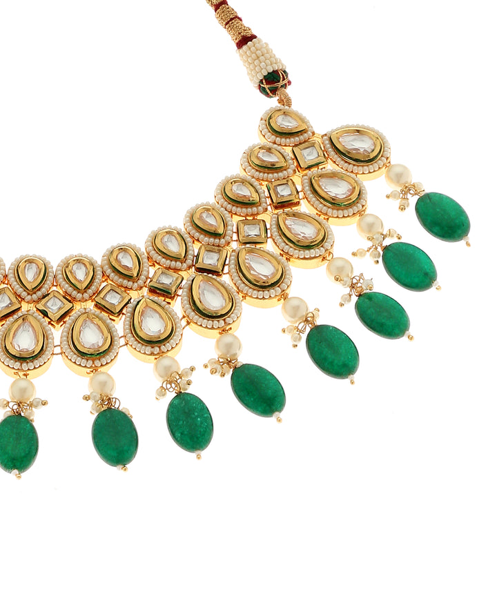 Minaki Emerald Drop Kundan Set-Utsav Collection