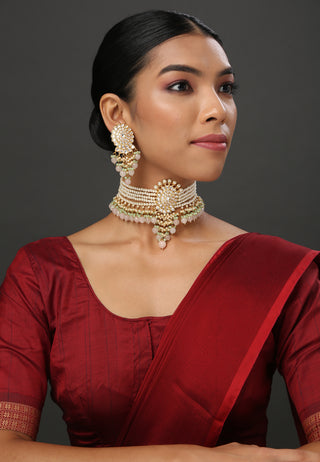 Kundan Pearl Choker Set-Utsav Collection