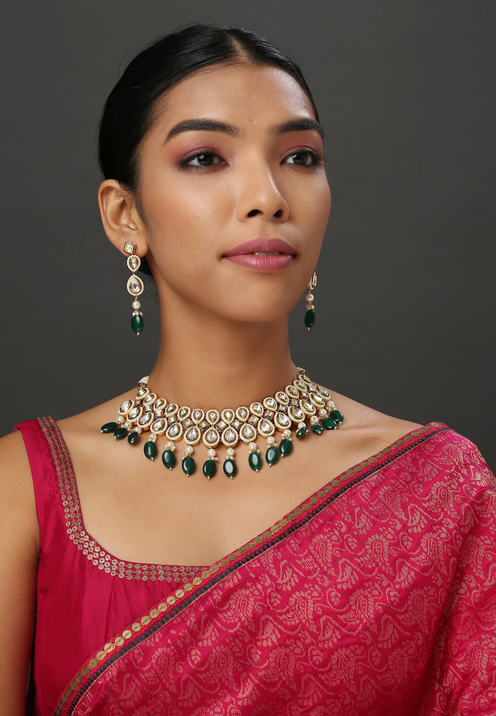 Minaki Emerald Drop Kundan Set-Utsav Collection