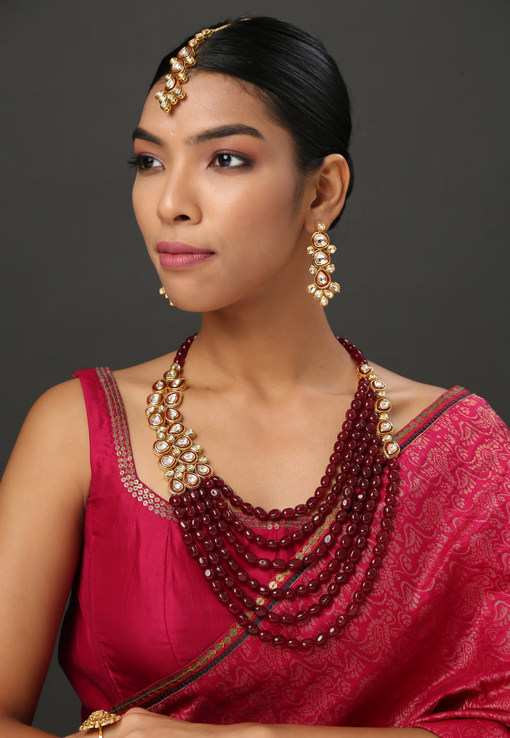 Minaki Kundan Beaded Necklace Set - Utsav Collection