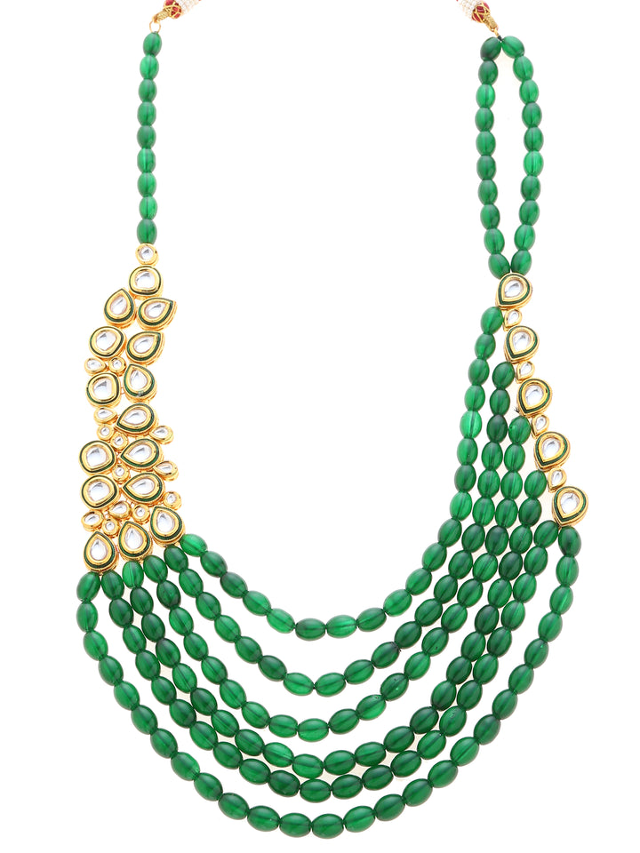 Minaki Layered Green Long Kundan Necklace
