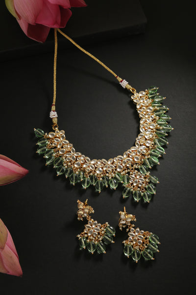 Minaki Aventurine Kundan Necklace Set - Minaki