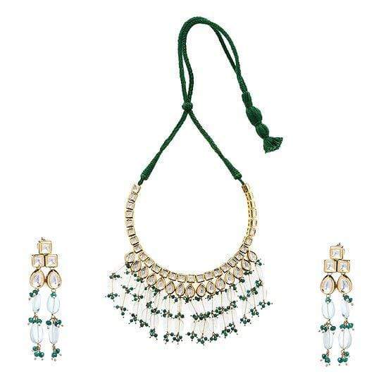 Minaki Kundan Choker Set With Green Fluorite - Minaki