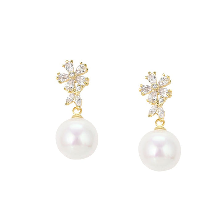 Minaki White Orchid Pearl Drop Earrings