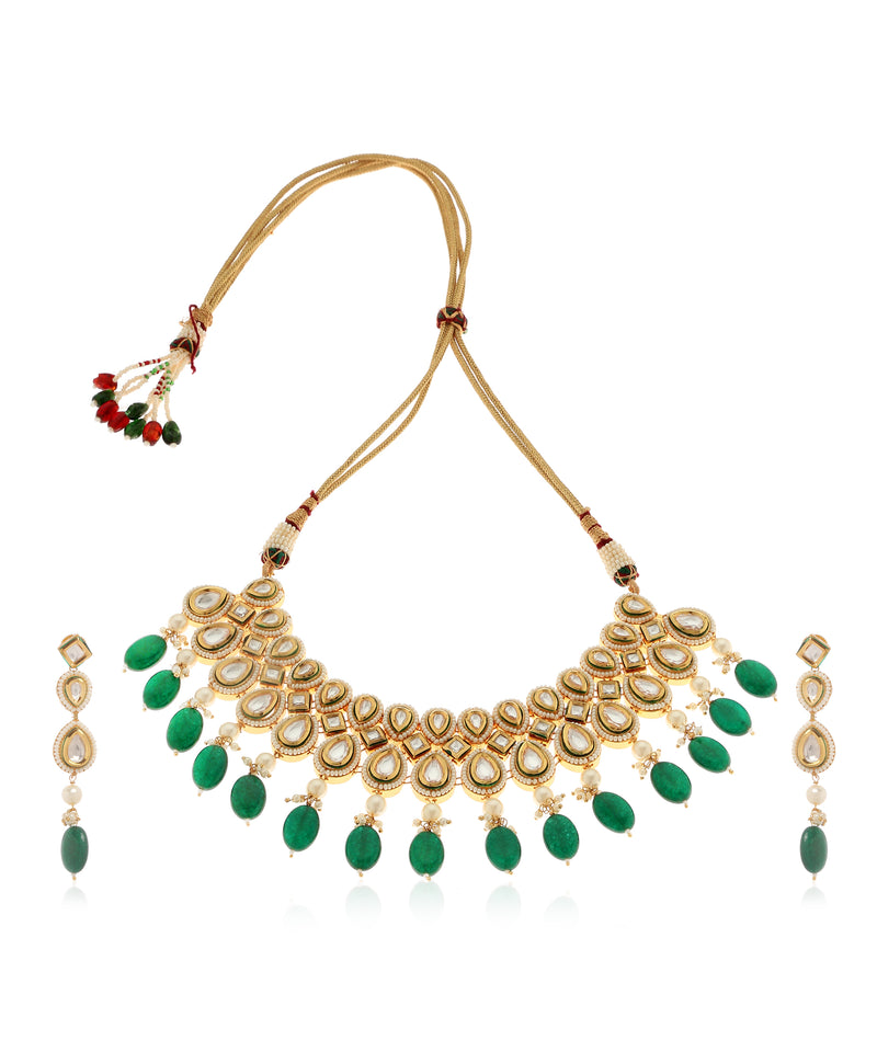 Minaki Emerald Drop Kundan Set-Utsav Collection - Minaki