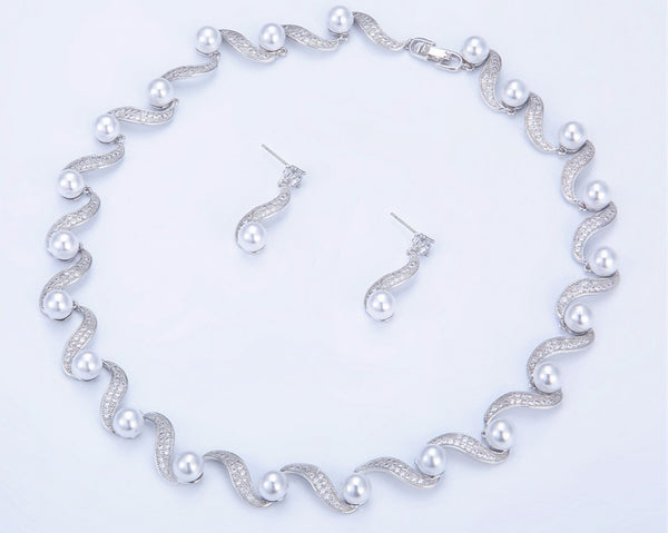 Minaki Pearl Zircon Necklace Set
