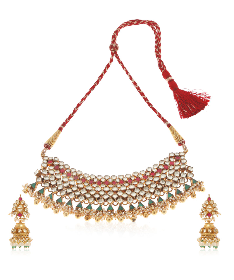 Minaki Jadau Kundan Choker Set - Minaki