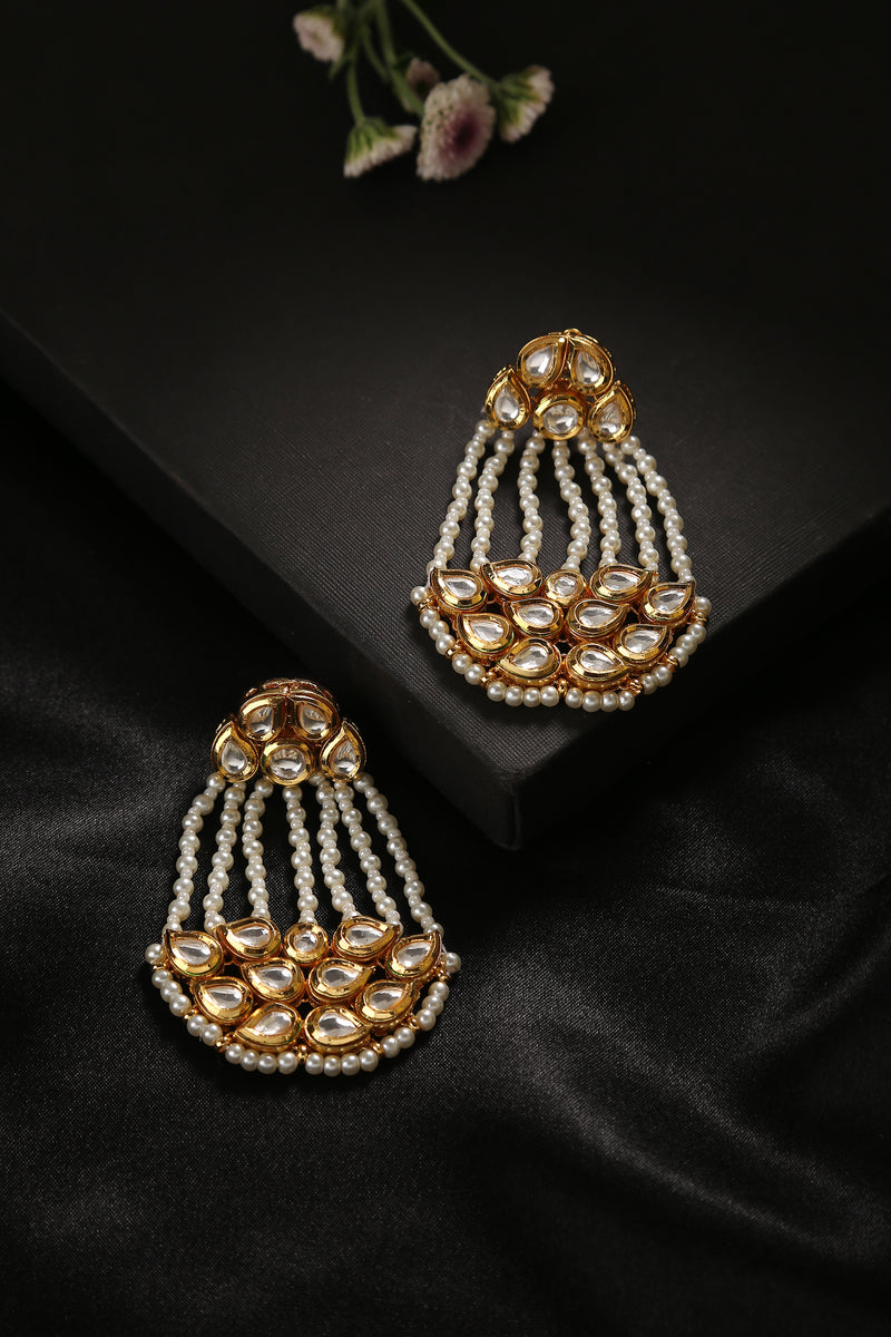 Kundan and Pearl Danglers - Minaki