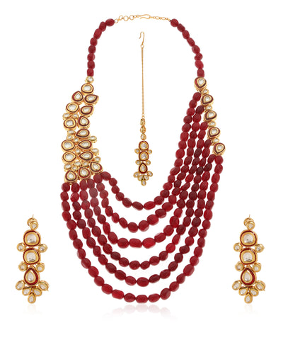 Minaki Kundan Beaded Necklace Set - Utsav Collection - Minaki