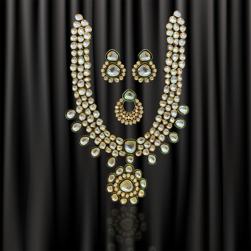 Minaki Kundan Set-Long, Layered with Pendant - Minaki
