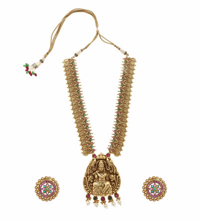 MINAKI TEMPLE JEWELLERY SET : LAXMI KANT /KRISHNA TEMPLE SET - Minaki