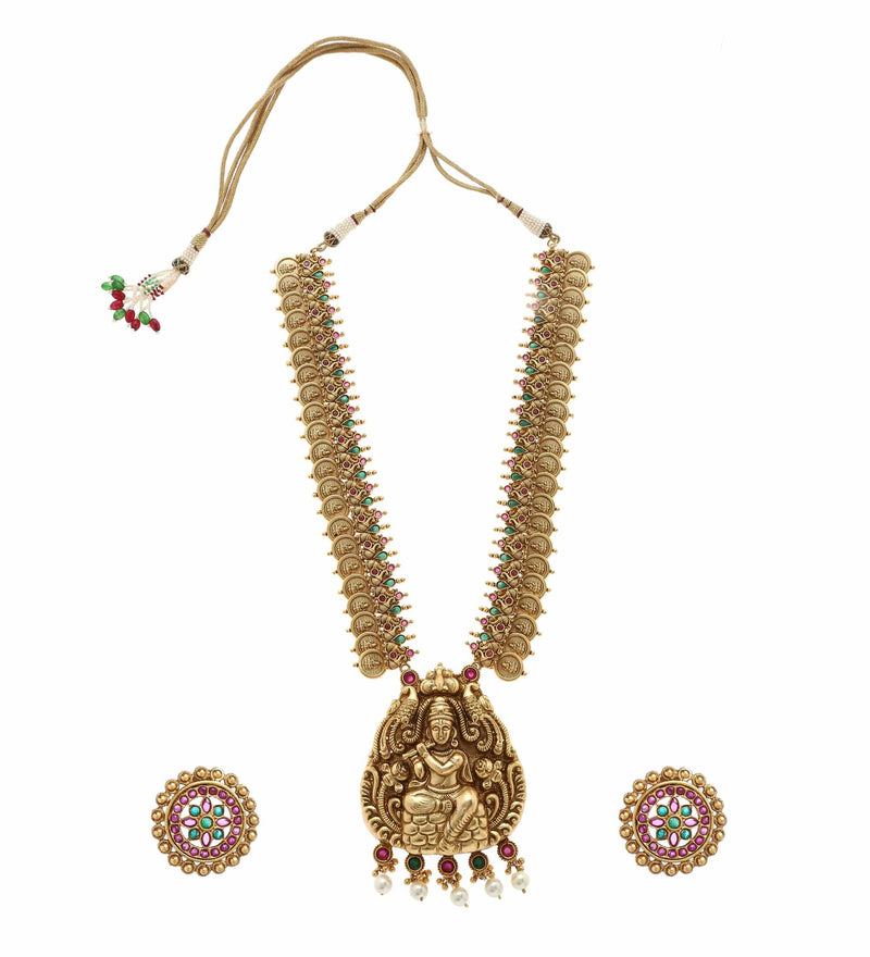 MINAKI TEMPLE JEWELLERY SET : LAXMI KANT /KRISHNA TEMPLE SET - Minaki
