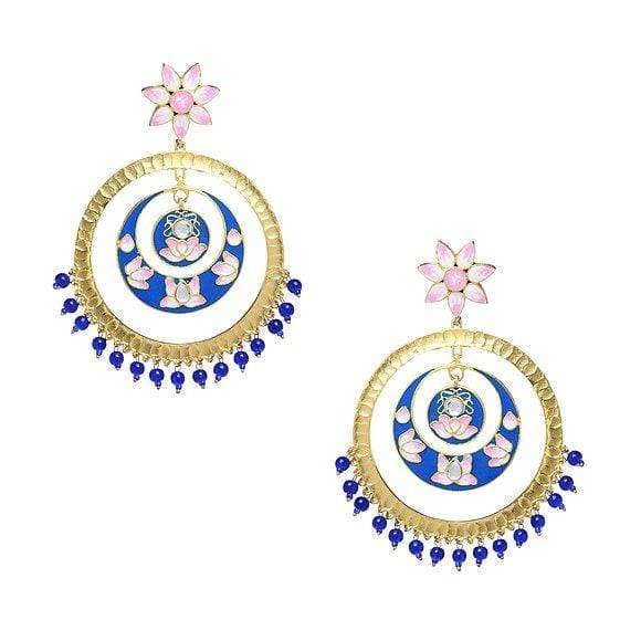 MINAKI Earrings MEENA CHANDBALIS WITH COLORED STONES - Minaki