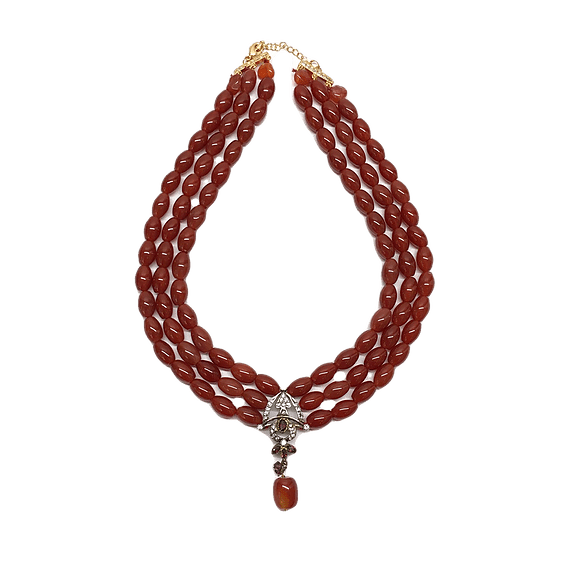 Minaki Multi Strand Agate Necklace With Pendant