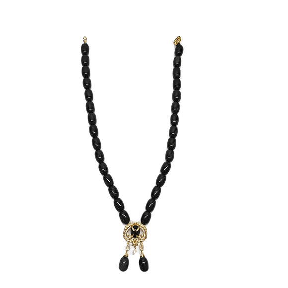 Minaki Black Agate Necklace With Pendant