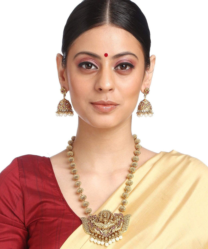 MINAKI TEMPLE JEWELLERY SET : BHAGYASHREE-LAXMI TEMPLE SET