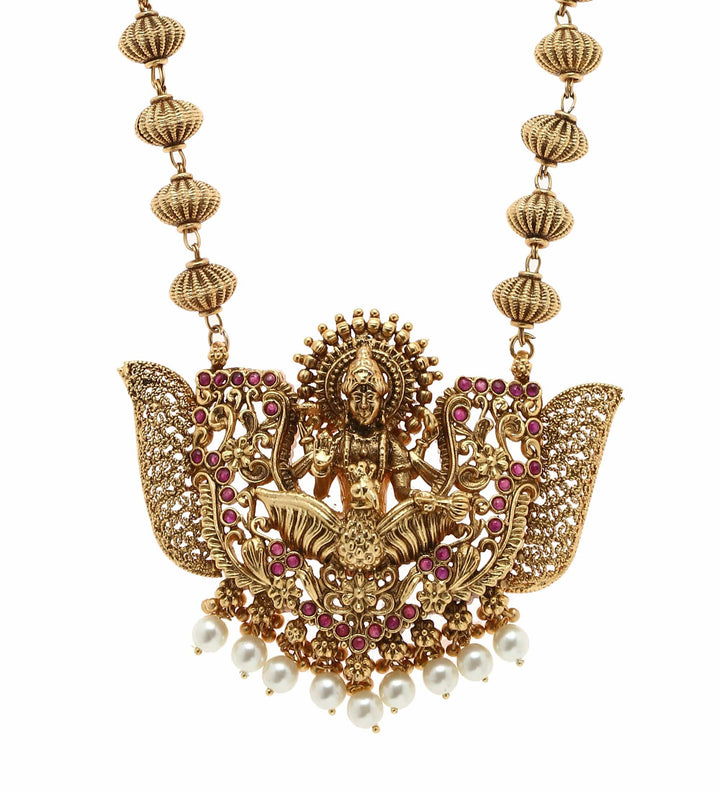 MINAKI TEMPLE JEWELLERY SET : BHAGYASHREE-LAXMI TEMPLE SET