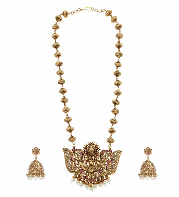 MINAKI TEMPLE JEWELLERY SET : BHAGYASHREE-LAXMI TEMPLE SET