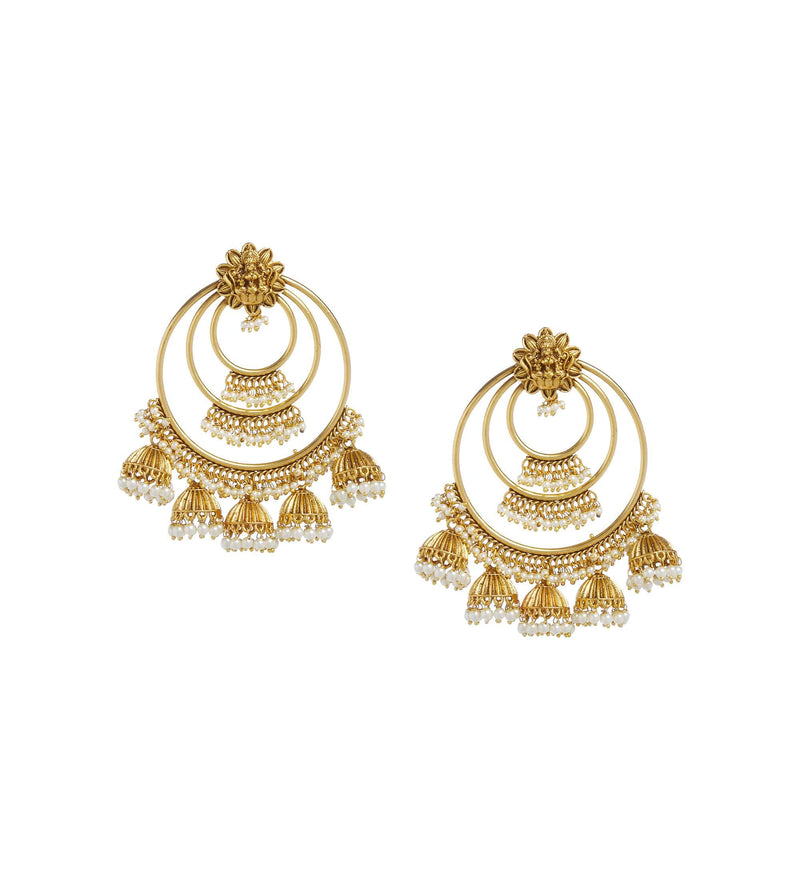 MINAKI Earrings TEMPLE EARRINGS - DANGLERS WITH JHUMKIS - Minaki