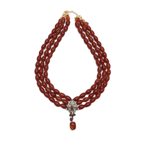 Minaki Multi Strand Agate Necklace With Pendant - Minaki