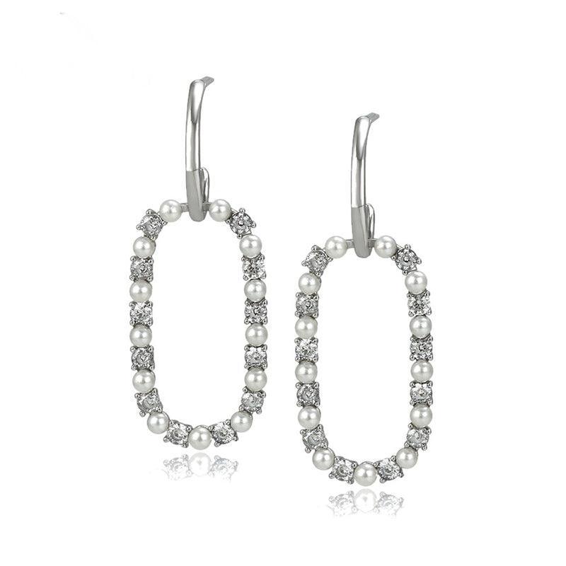 Minaki Pearl and Crystal Danglers - Earrings - Minaki