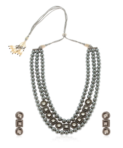 Minaki Pearl and Kundan Contemporary Set - Utsav Collection - Minaki