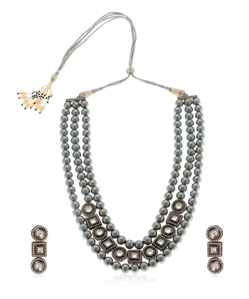 Minaki Pearl and Kundan Contemporary Set - Utsav Collection - Minaki