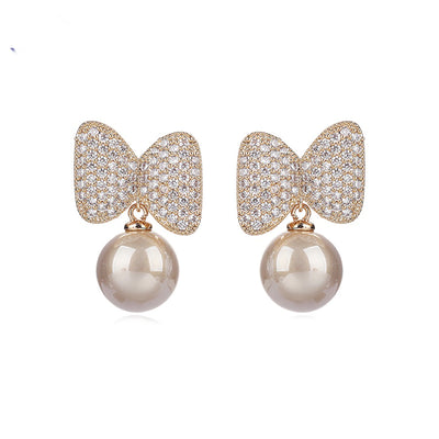 Minaki Pearl Bow Luxury Earrings - Minaki
