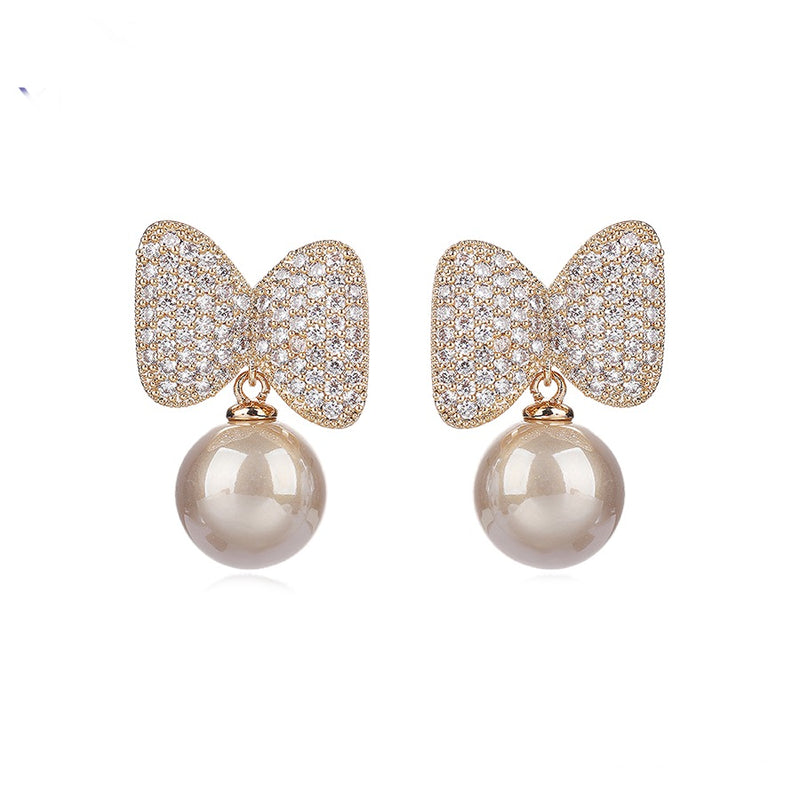 Minaki Pearl Bow Luxury Earrings - Minaki