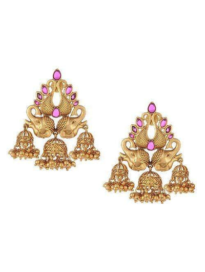 MINAKI Earrings GANESHA TEMPLE EARRINGS (JHUMKAS) - Minaki