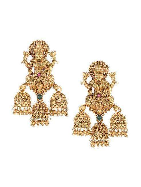 MINAKI Earrings LAXMI TEMPLE EARRINGS - JHUMKAS - Minaki