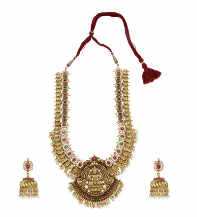 MINAKI TEMPLE JEWELLERY SET : VAIBHAV LAXMI SET - Minaki