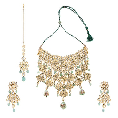 Minaki Maharani Kundan Set With Aventurine Stones - Minaki