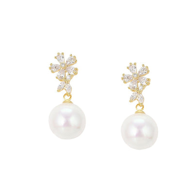 Minaki White Orchid Pearl Drop Earrings - Minaki